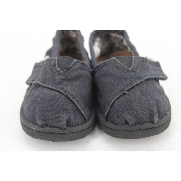 TOMS Infants Toddlers Tiny Classic Canvas Slip On Shoes Size 5 Adjustable Black - Picture 5 of 11